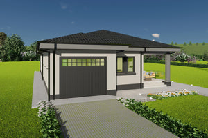 Arhitectura moderna pentru casa cu garaj lateral si compartimentare inteligenta thumbnail