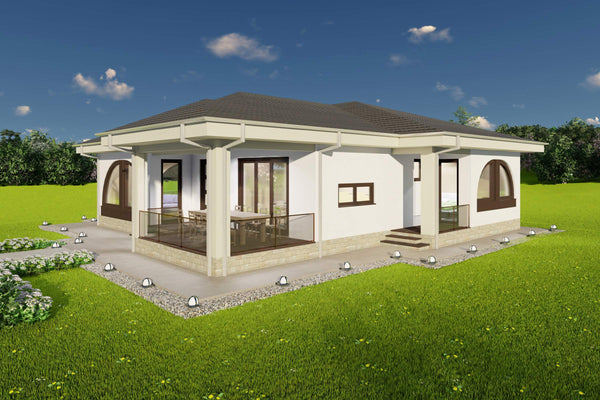 arhitectura moderna proiect casa parter 2 dormitoare parter