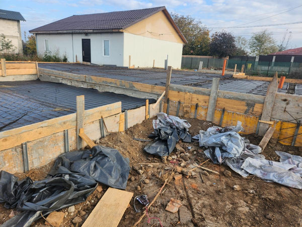 Armare placa de fundatie la casa pe structura metalica finalizata