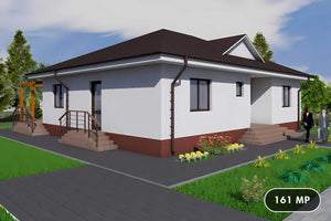 Casa BCA parter zidarie constructie cu terasa pergola 160mp -  fotografie 3d casa unghi 1 thumbnail