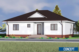 Casa BCA parter zidarie constructie cu terasa pergola 160mp -  fotografie 3d casa unghi 8 thumbnail