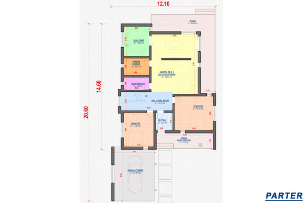 Casa BCA sau caramida cu etaj 340 mp constructie zidarie 060 - schita parter