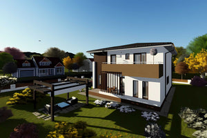 Casa BCA sau caramida cu etaj 5 camere constructie zidarie - fatada casa imagine 4 thumbnail