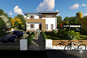 Casa BCA sau caramida cu etaj 5 camere constructie zidarie - fatada casa imagine 6 thumbnail