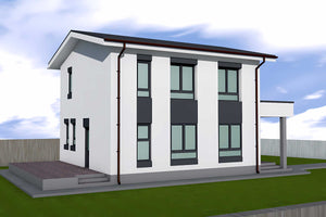 Casa BCA sau caramida etaj 3 camere constructie zidarie 097 -  imagine 3d fatada casa unghi 2 thumbnail