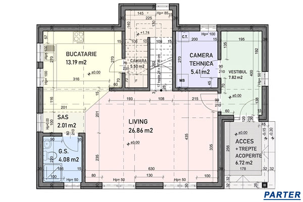 Casa BCA sau caramida etaj 3 camere constructie zidarie 097 -  imagine 2d compartimentare casa la parter