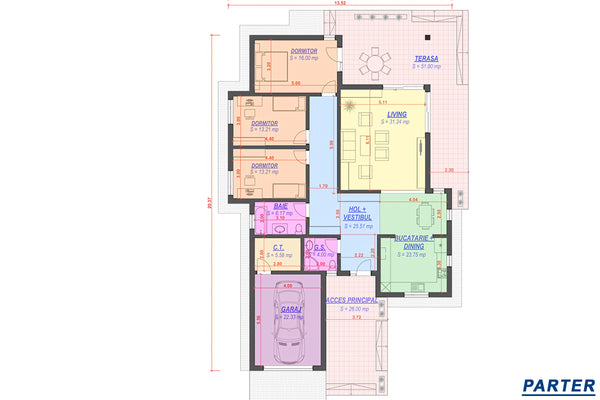 Casa BCA sau caramida pe un nivel constructie zidarie 047 - plan parter