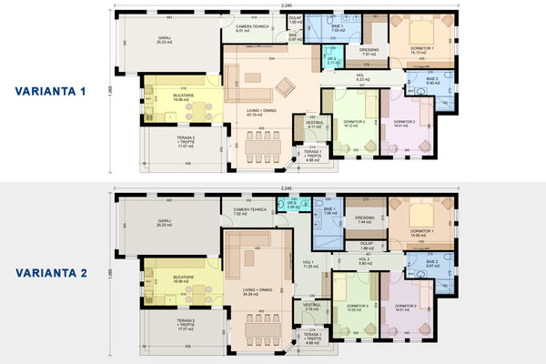 casa cu garaj lateral lipit varianta 1 versus varianta 2