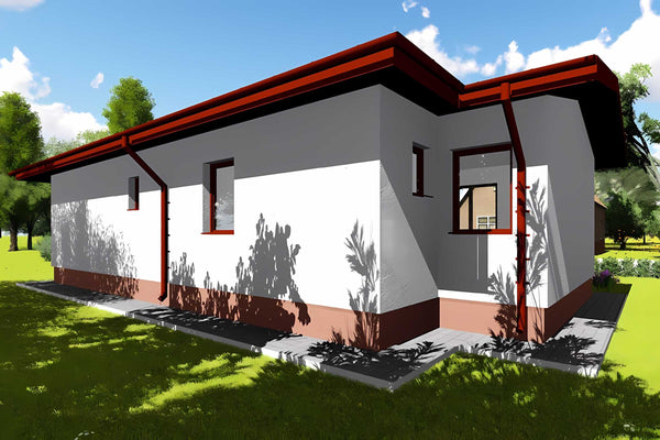 Casa de BCA 80 mp 2 dormitoare constructie zidarie parter 35 - casa la exterior aspect 3D imagine 5