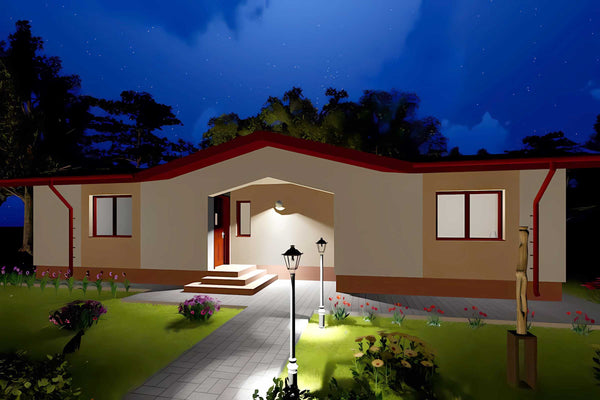 Casa de BCA 80 mp 2 dormitoare constructie zidarie parter 35 - casa la exterior aspect 3D imagine 6