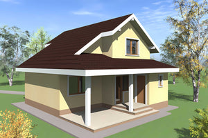 Casa de BCA cu etaj si terasa 150 mp constructie zidarie 106 - fatada casa 3D fotografie 2 thumbnail