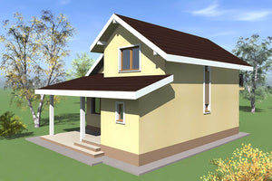 Casa de BCA cu etaj si terasa 150 mp constructie zidarie 106 - fatada casa 3D fotografie 5 thumbnail