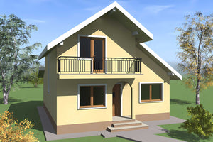 Casa de BCA cu etaj si terasa 150 mp constructie zidarie 106 - fatada casa 3D fotografie 6 thumbnail