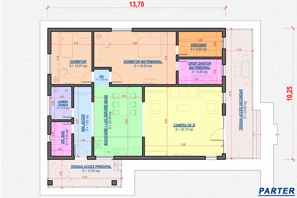 Casa de caramida moderna fara etaj constructie zidarie 012 - plan casa parter