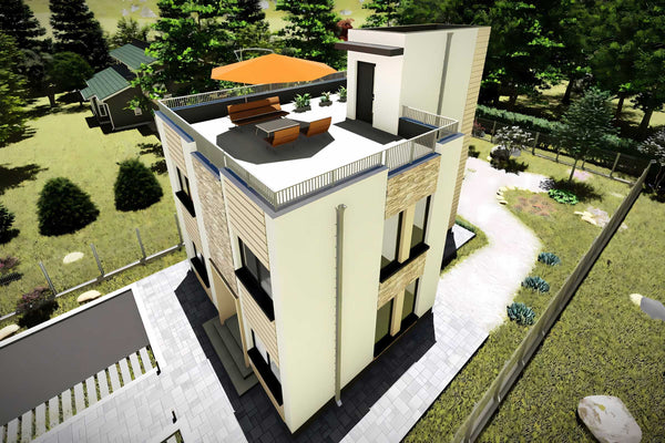 Casa din BCA Ytong etaj fara acoperis constructie zidarie 81 - exterior casa 3D poza 9