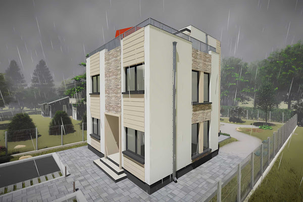 Casa din BCA Ytong etaj fara acoperis constructie zidarie 81 - exterior casa 3D poza 12