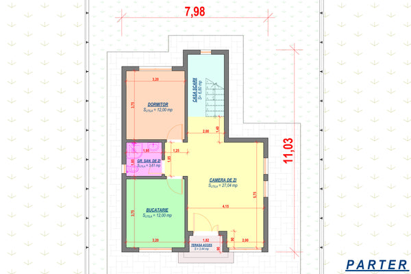 Casa din BCA Ytong etaj fara acoperis constructie zidarie 81 - plan compartimentare interior parter