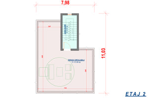 Casa din BCA Ytong etaj fara acoperis constructie zidarie 81 - plan compartimentare etaj 2 terasa circulabila thumbnail