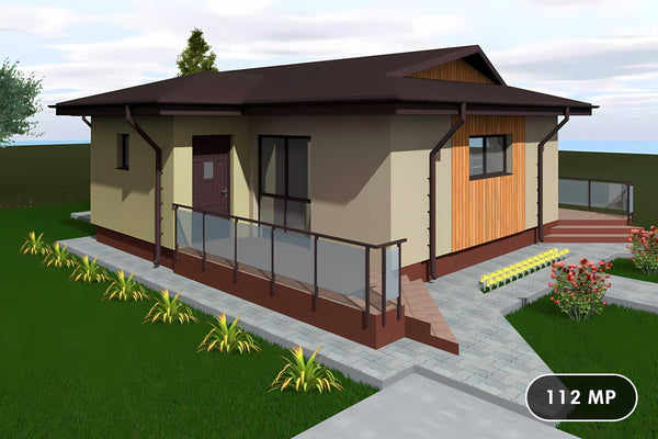 Casa din BCA Ytong pe un nivel 110mp constructie zidarie 021 - exterior 3d casa fotografie 1