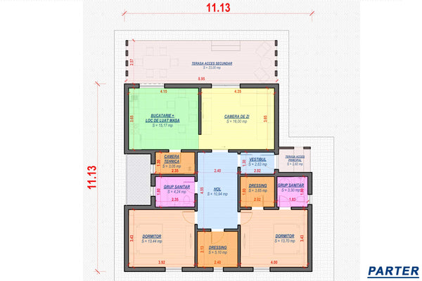 Casa din caramida fara etaj moderna constructie zidarie 031 -  partitionare casa