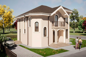 Casa din caramida sau BCA 4 camere constructie zidarie 098 - exteriorul casei imagine 3D 6 thumbnail