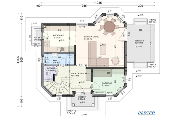 Casa din caramida sau BCA 4 camere constructie zidarie 098 - plan parter