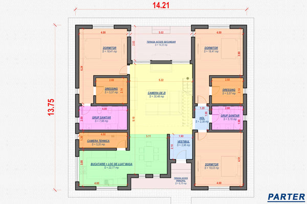 Casa din caramida sau BCA cu mansarda constructie zidarie 48 - plan parter