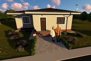 Casa din caramida sau BCA mica constructie zidarie de 75 mp - design 3D fatade casa imagine 4 thumbnail