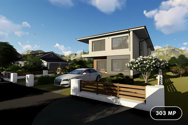 Casa din zidarie cu etaj 5 dormitoare birou constructie 051 - fatada casa poza 1