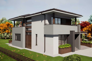 Casa din zidarie moderna cu etaj si garaj constructie 103 - cum arata casa la exterior fotografie 6 thumbnail