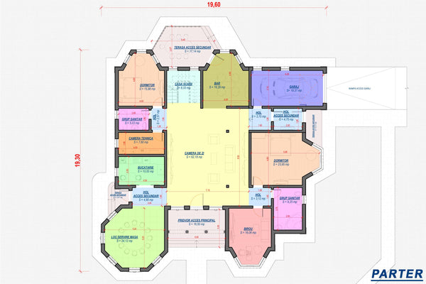 Casa lux caramida constructie din zidarie cu etaj si garaj - plan casa parter