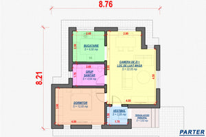 Casa mica constructie zidarie din BCA 2 camere 60 mp 063-071 - schita parter thumbnail