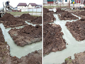 Casa pe schelet metalic P+1E turnare beton mort talpa fundatie thumbnail