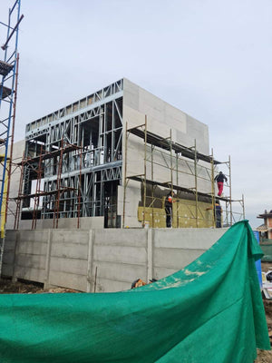 Casa structura metalica Otopeni inchideri exterioare pereti cu fibrociment thumbnail
