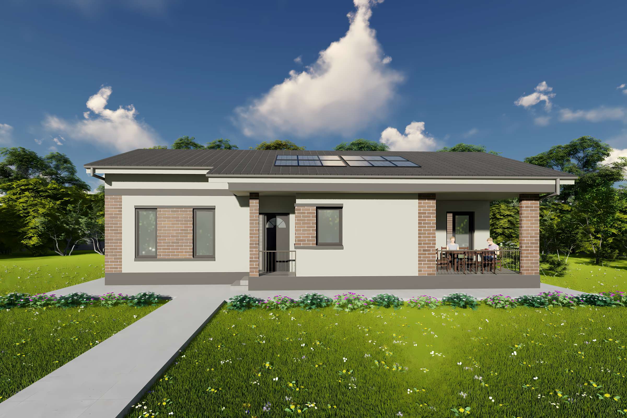 Casa structura metalica proiect cu 3 camere si terasa 115 mp - design casa moderna imagine 3