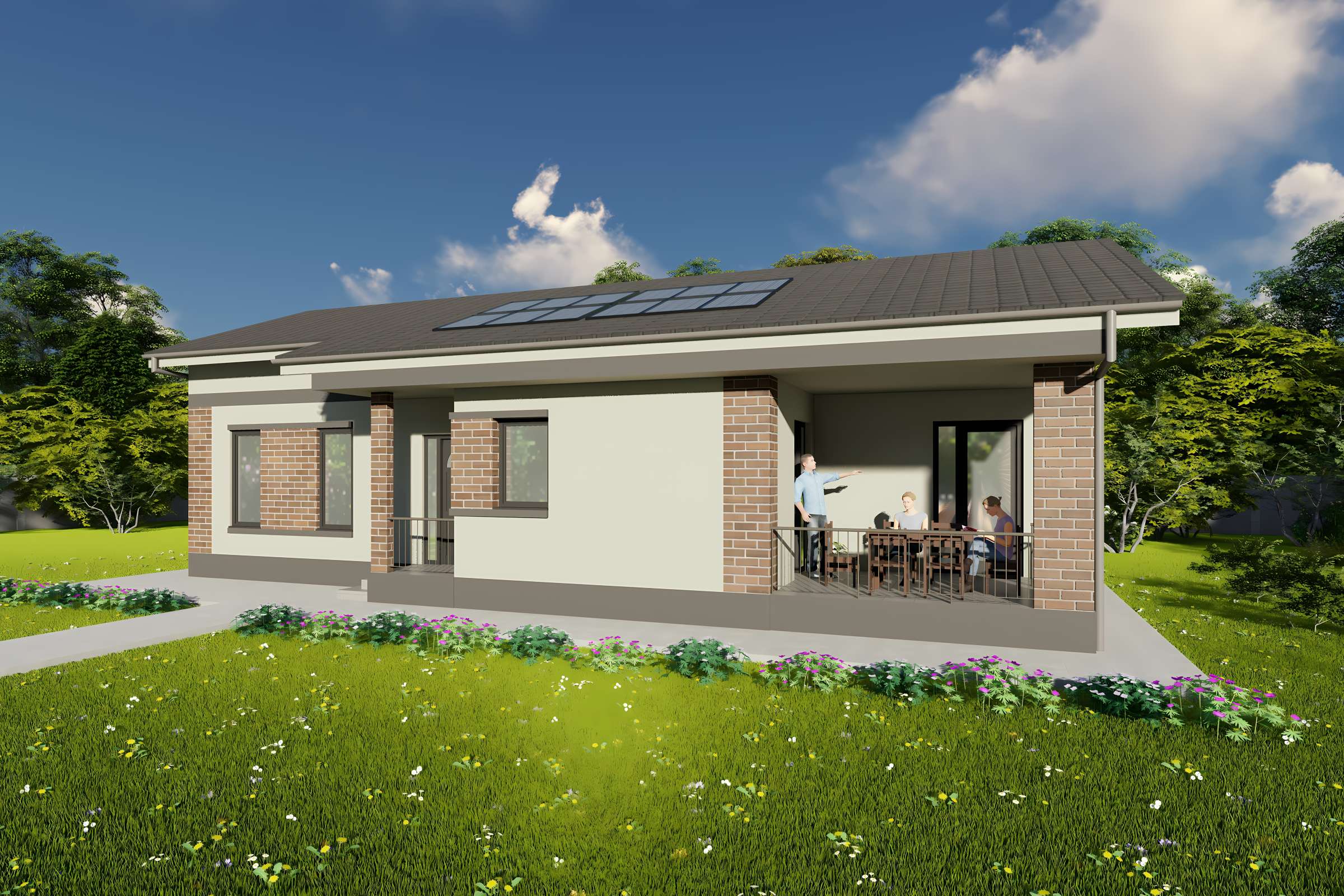 Casa structura metalica proiect cu 3 camere si terasa 115 mp - design casa moderna imagine 4