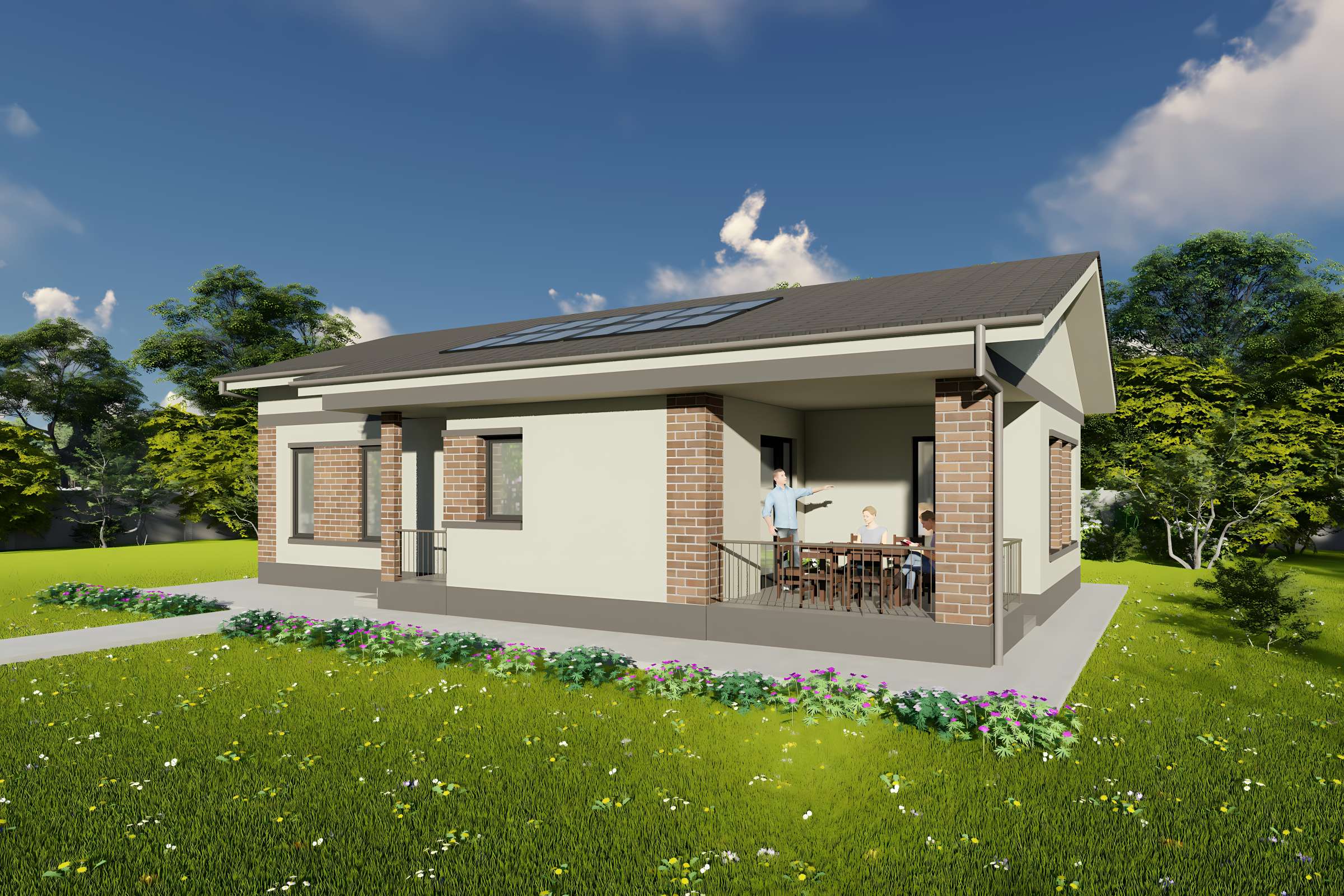 Casa structura metalica proiect cu 3 camere si terasa 115 mp - design casa moderna imagine 5