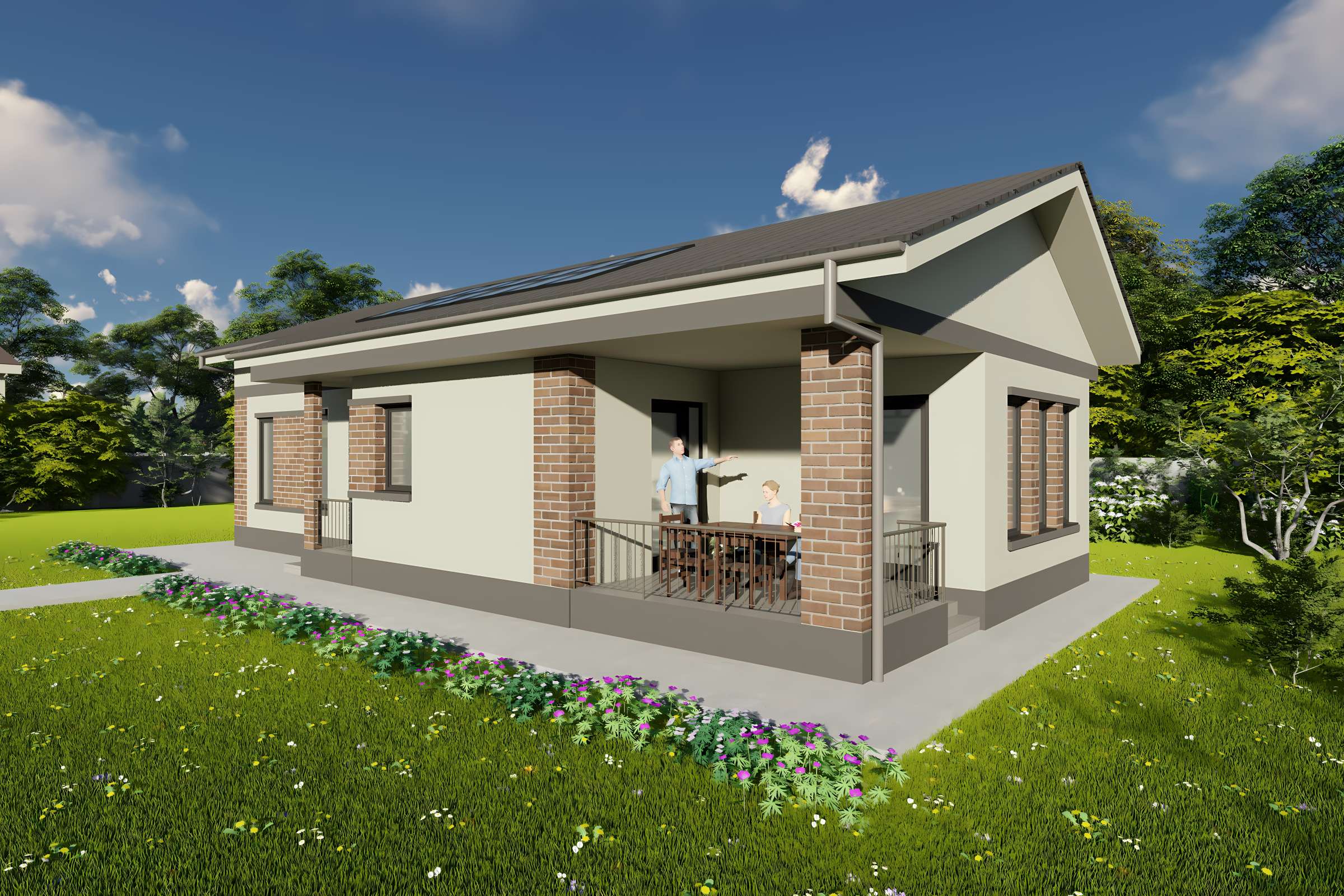 Casa structura metalica proiect cu 3 camere si terasa 115 mp - design casa moderna imagine 6