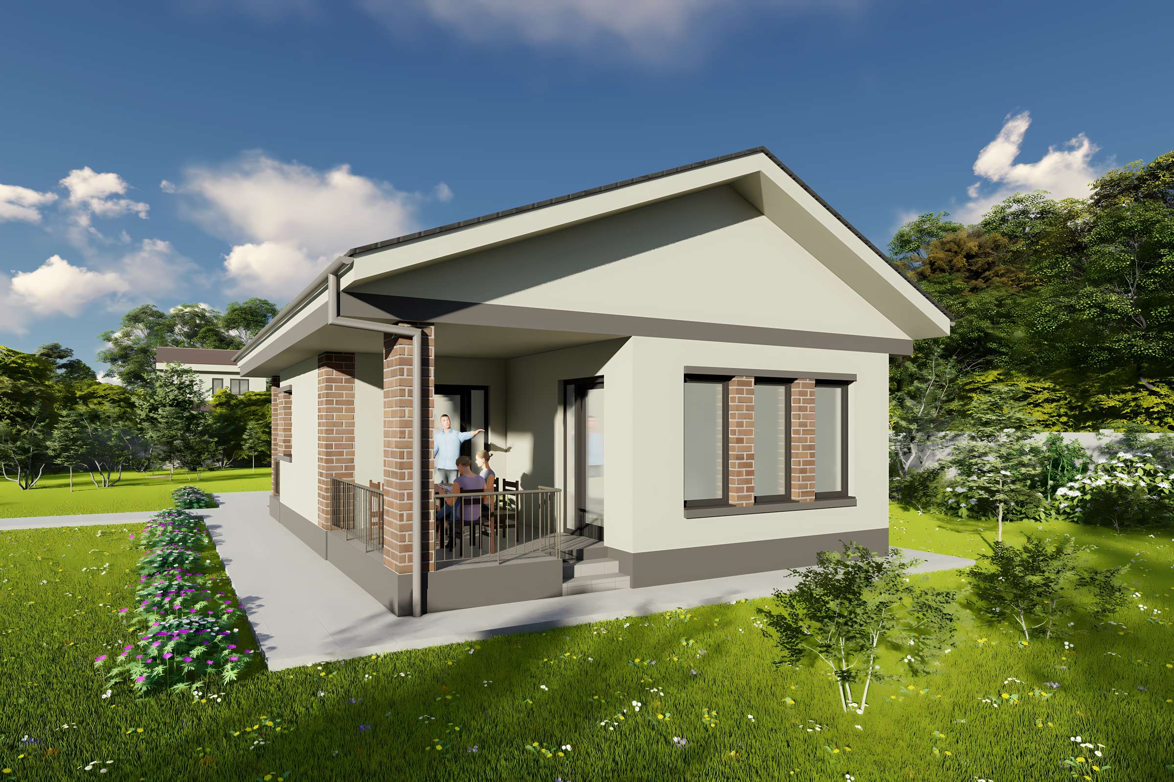 Casa structura metalica proiect cu 3 camere si terasa 115 mp - design casa moderna imagine 7