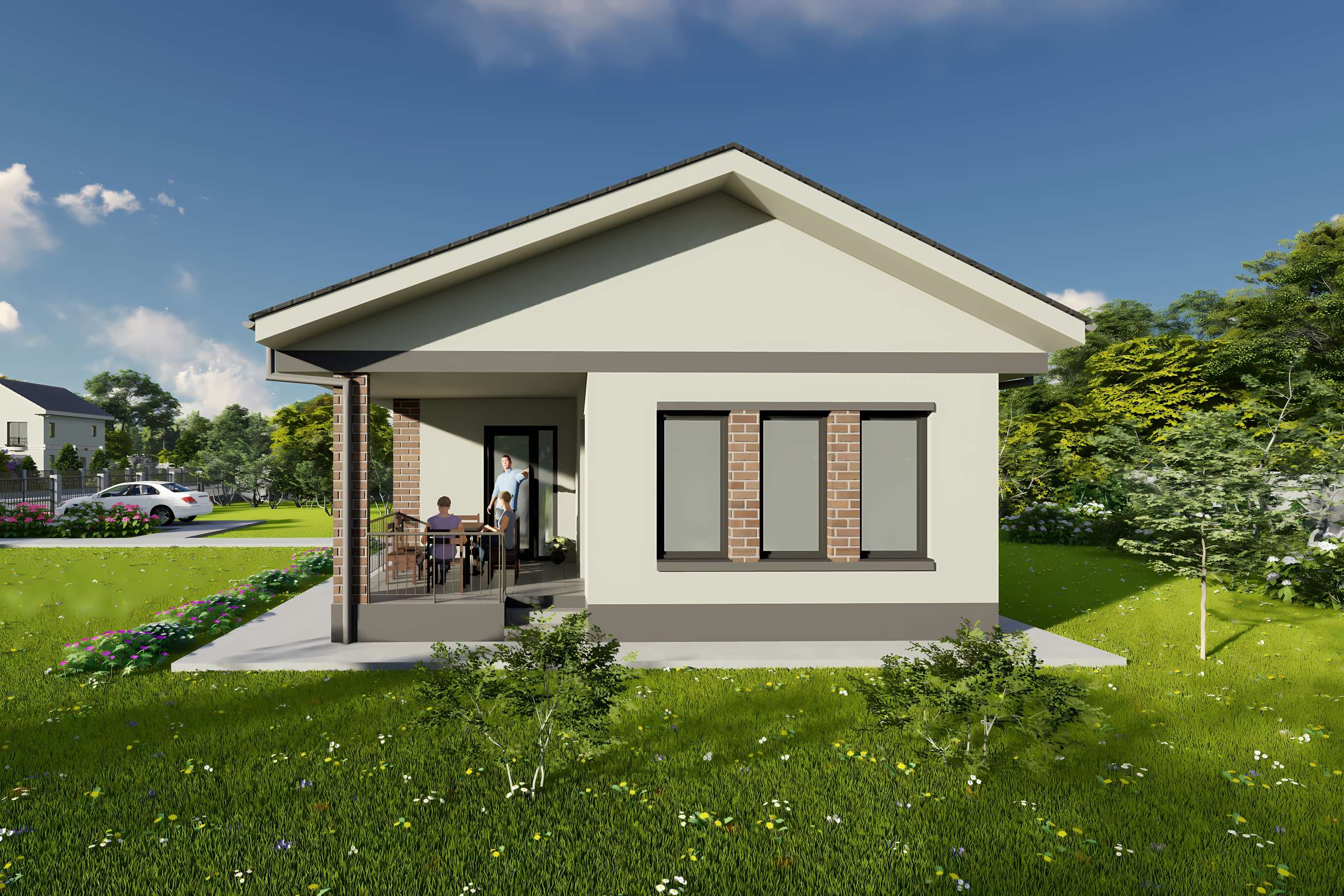 Casa structura metalica proiect cu 3 camere si terasa 115 mp - design casa moderna imagine 8