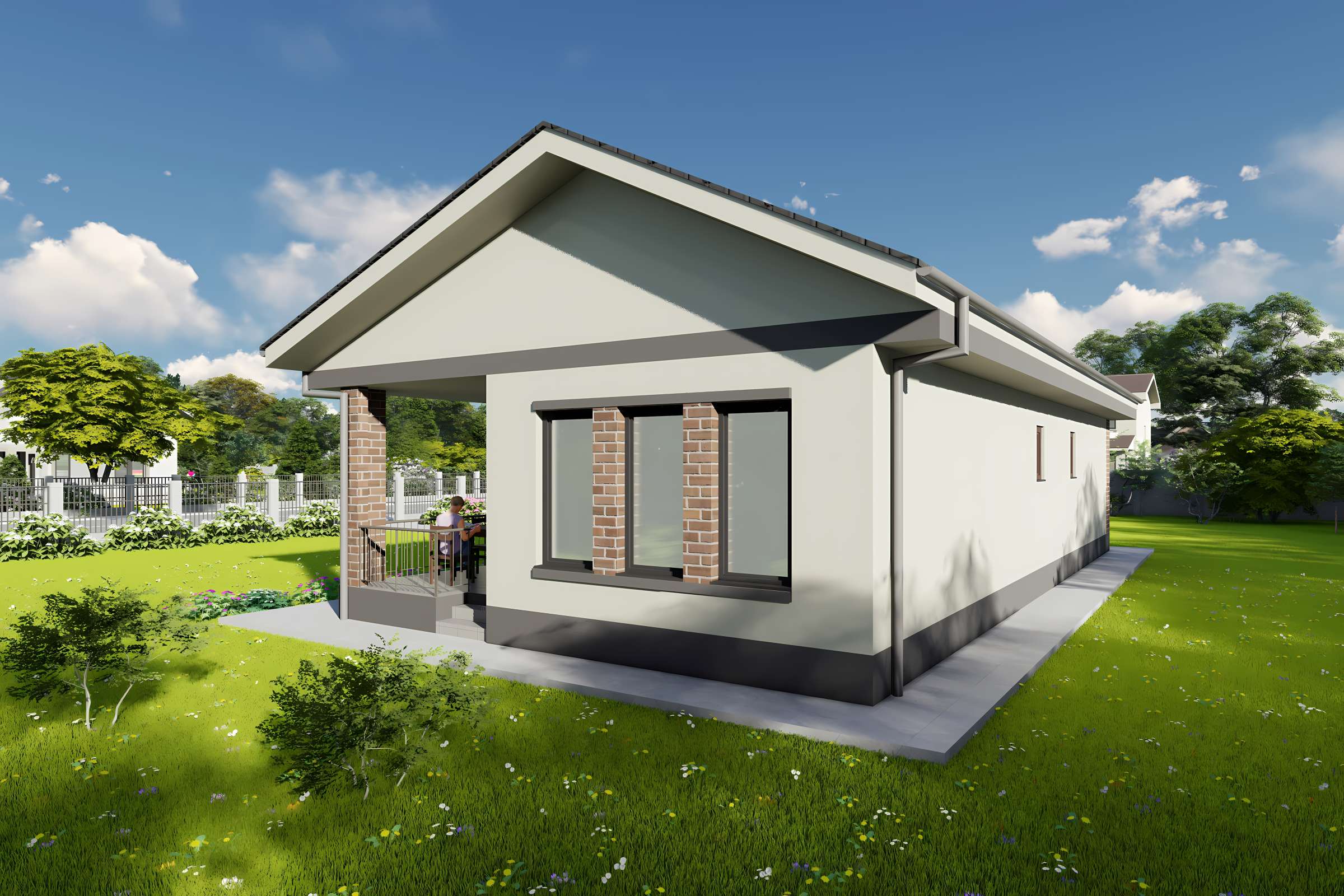 Casa structura metalica proiect cu 3 camere si terasa 115 mp - design casa moderna imagine 9