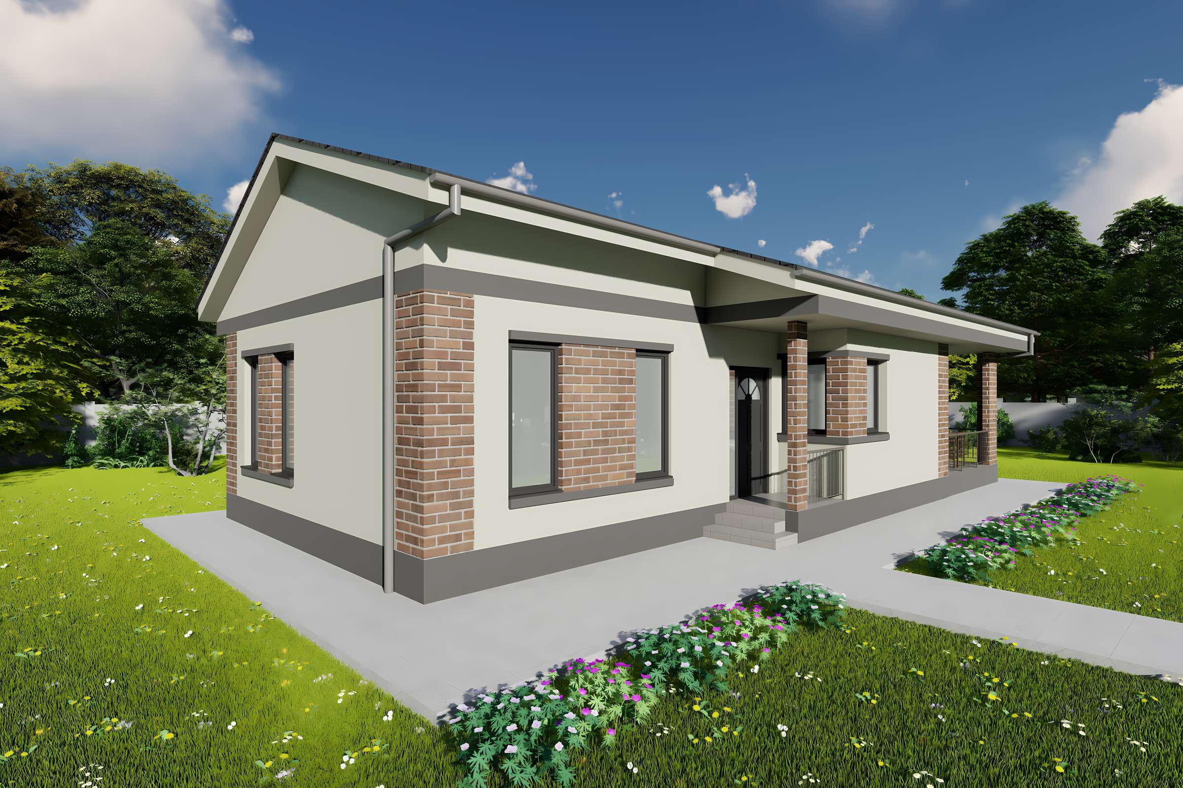 Casa structura metalica proiect cu 3 camere si terasa 115 mp - design casa moderna imagine 13