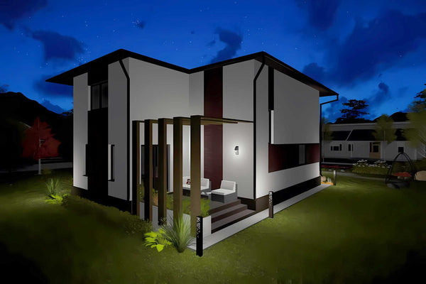 Casa zidarie moderna constructie caramida sau BCA 200 mp 040 - exteriorul casei 3D foto 9