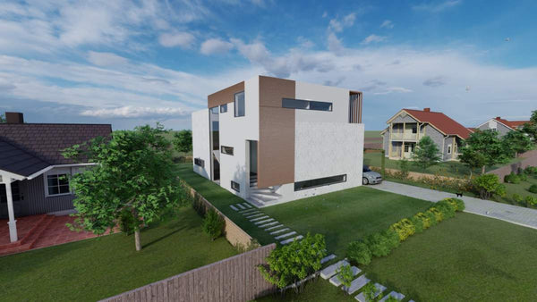 Concept arhitectural vila rezidentiala cu volumetrie mediteraneana