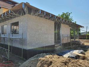 Constructie casa 116 mp in faza de inchideri exterioare fatade cu fibrociment thumbnail