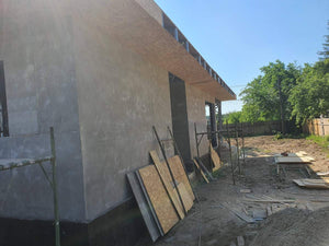 Constructie casa 116 mp in faza de inchideri exterioare fatade cu fibrociment thumbnail