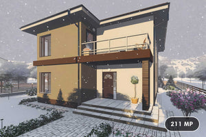 Constructie casa BCA cu 3 dormitoare 3 bai zidarie 211mp 034 - fatada exterior casa fotografie 1 thumbnail