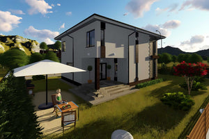 Constructie casa BCA cu 3 dormitoare 3 bai zidarie 211mp 034 - fatada exterior casa fotografie 8 thumbnail