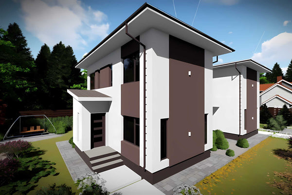 Constructie casa BCA cu etaj duplex zidarie 3 camere x2 077 - vedere casa exterior 3D poza 6