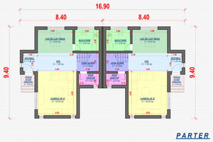 Constructie casa BCA cu etaj duplex zidarie 3 camere x2 077 - plan arhitect parter thumbnail